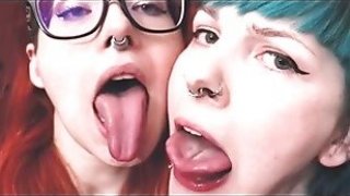 Blowjob tongue sucking 2 big tits teen mature