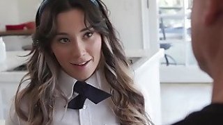 New sensations - teen aria surprises teacher at home to suck his cock