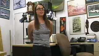 Big boobs chick in glasses pussy fucked in the pawnshop