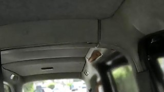 Busty blonde sucks huge dick in fake taxi