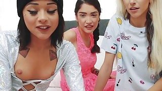 Naughty girls share a cock